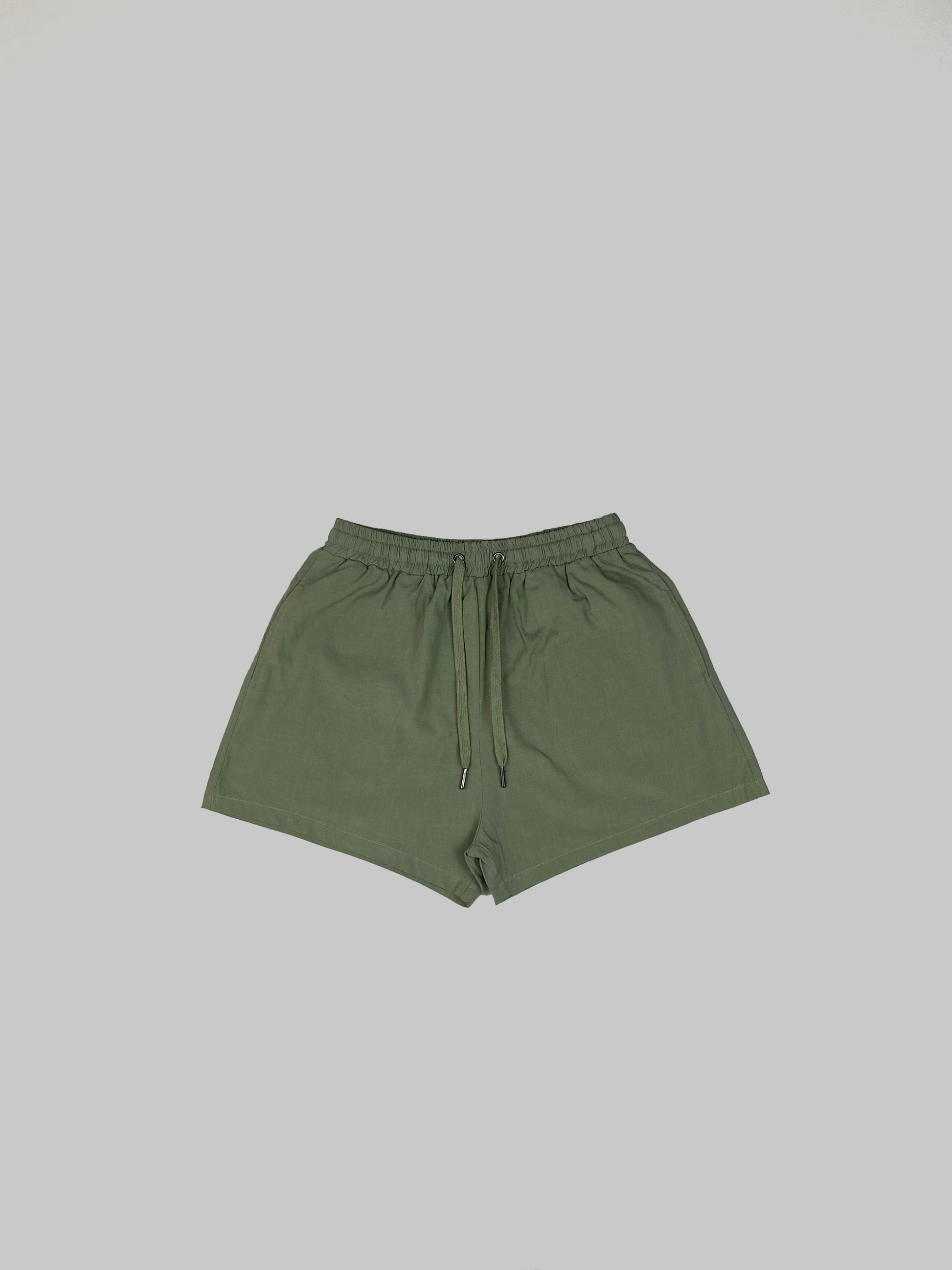 Linen shorts hunter green 